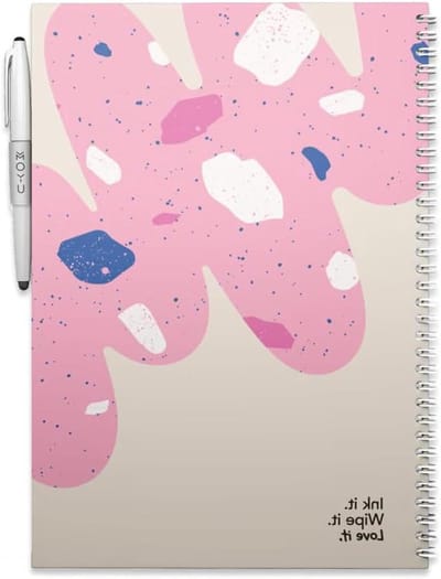 SnelShoppen - Herbruikbaar Notitieboek A4 - Flamingo Desert - Hardcover - Tot 500x herschrijfbaar - Inclusief uitwisbare pen, penhouder en wisdoekje -
