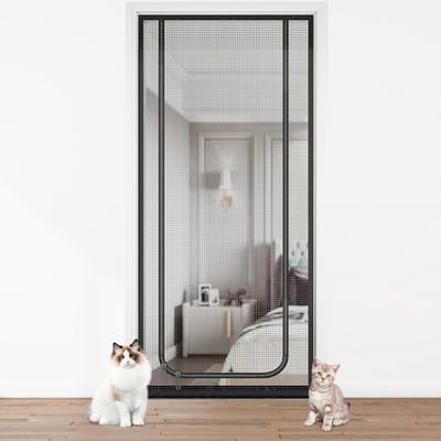 Kattenrooster Deur - Huisdierhek - Huisdieren Binnenhouden - Versterkt Staal - 3 Maten - Zwart