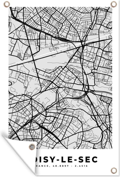 Muurdecoratie Frankrijk - Plattegrond - Kaart - Noisy-le-Sec - Stadskaart - 120x180 cm - Tuinposter - Tuindoek