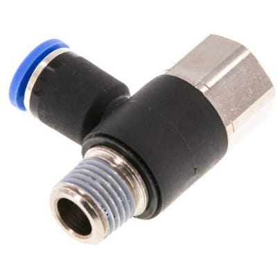 8mm x R1/4'' Elbow Messing/PA 66 Insteekfitting Buitendraad Binnendraad Draaibaar NBR [2 Stuks]