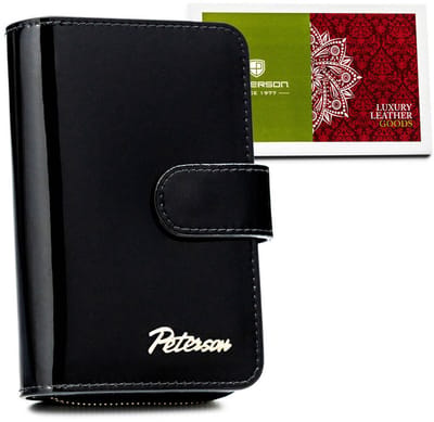Peterson - Serie Compact - RFID Portemonnee - Zwart - Hoogwaardige Leer