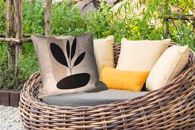 Sierkussen Buiten - Plant - Beige - Japandi - 60x60 cm - Weerbestendig