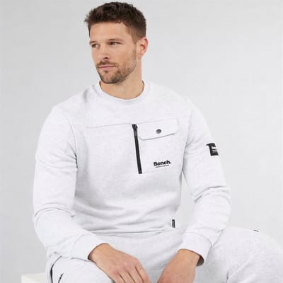 Bench Heren Sweater met Borstzak – Lichtgrijs – Comfort Fit 60% Katoen Maat M