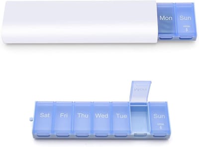 Pillendoos voor 7 dagen, handige pillenorganizer met 7 vakken, compact en ideaal voor thuis, op reis en op kantoor, wit en praktisch