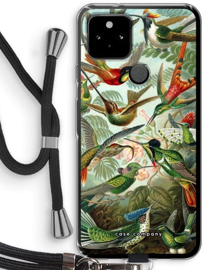 Case Company® - Hoesje met koord geschikt voor Google Pixel 5 hoesje met Koord - Haeckel Trochilidae - Telefoonhoesje met Zwart Koord - Bescherming aan alle Kanten en Over de Schermrand