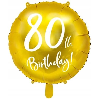 Partydeco - Folieballon 80 Birthday Goud 45 cm