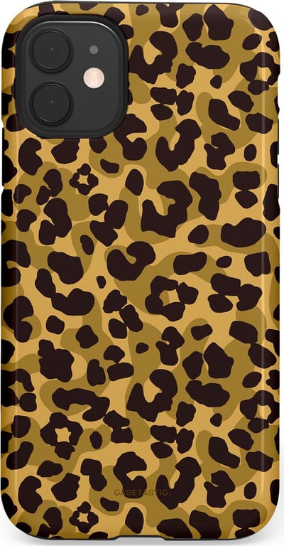 Casetastic hoesje geschikt voor Apple iPhone 11 - Dubbellaagse bescherming - Jungle Panter - Fashion Case - Zwart Crème Beige