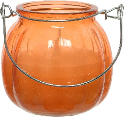 Decoris Citronella kaars - glas - oranje - 15 branduren - D8 x H8 cm
