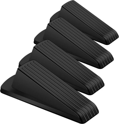 Deurstoppers Set - Deurwiggen Rubber - Deuren Open Houden - Veelzijdig Gebruik - 4 Stuks - Zwart