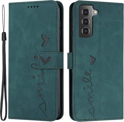 Coverup Hoesje - Geschikt voor Samsung Galaxy S21 Hoesje - Coverup Smile Book Case - Groen