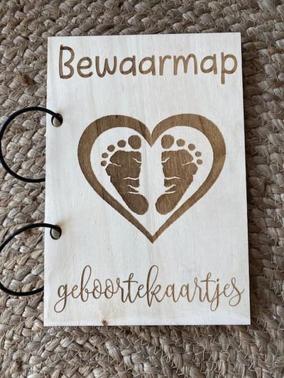 Creaties van Hier - Bewaarbundel geboortekaartjes / bewaarmap geboortekaarten / kraamcadeau / baby geboren