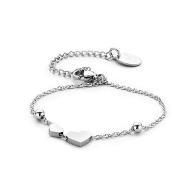 CO88 Collection Sense 8CB 90117 Stalen Armband met Hartjes - Lengte 16 + 3,5 cm - Zilverkleurig