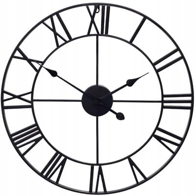 HANGZHOU A LINK STAR - Retro Vintage Loft Wandklok - 3D Effect - 50cm - Mat Zwart - Rustige Mechanisme