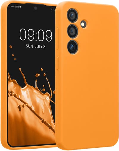 kwmobile telefoonhoesje geschikt voor Samsung Galaxy S24 - TPU backcover met siliconen coating - Smartphone case in fruitig oranje
