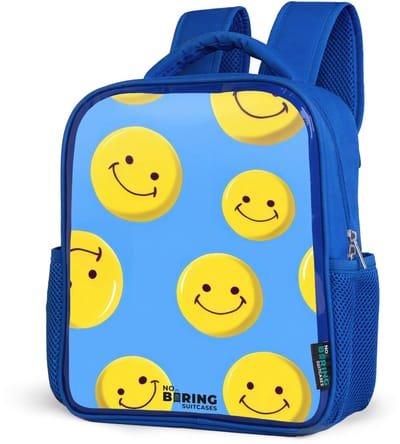 NoBoringSuitcases.com® - Rugzak blauw - Schooltas jongens - Vrolijke smileyregen - Kinder rugtas jongen - Boekentas kind - Kinderrugzak voor school - Schoolrugzak