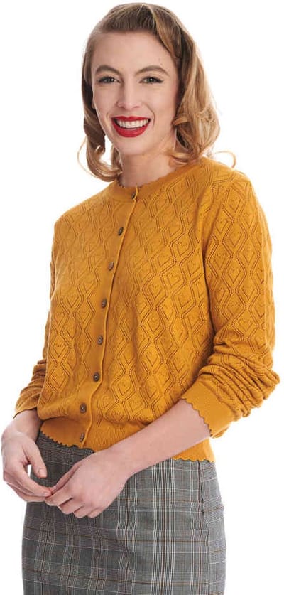 Banned - Hearts Charm Cardigan - S - Geel