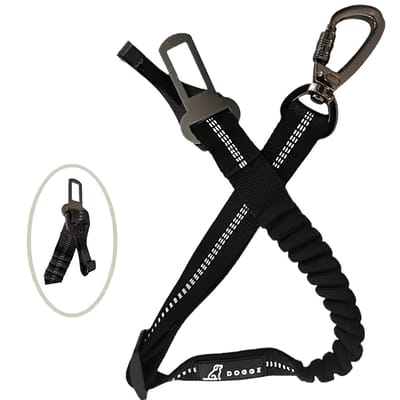 Doggz - Autogordel hond - Verstevigde, Verstelbare gordel met Clip en Haak - Dempt Schokken - voor Alle Auto's - honden autogordel - hondengordel voor auto