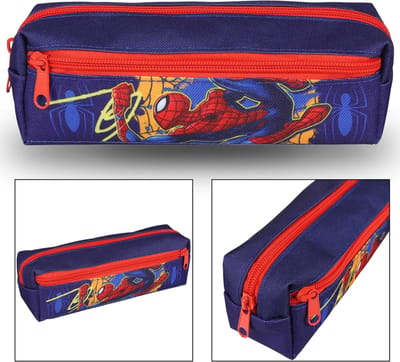 MARVEL SpiderMan Donkerblauwe Pennenkoker, 3 Vakken met Rits 21x6x7cm