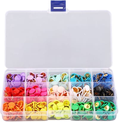 Dailygoods- Punaises Multifunctioneel - Duimspijkers - Kurk Prikbord - Decoratieve Spelden - 15 Kleuren - Doorzichtige Opbergdoos - Pushpins