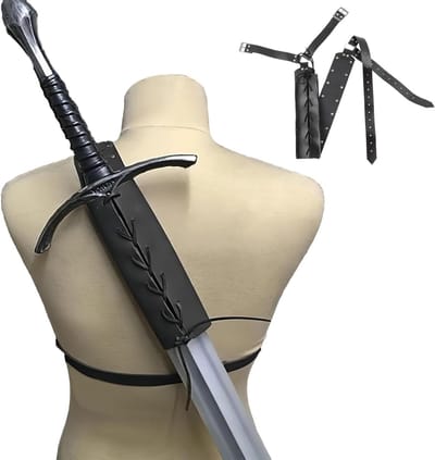 Verstelbare Zwaard Rugdrager, Middeleeuwse Retro Schouder Sheath voor Zwaard, Beschermende Holster voor Volwassenen en Mannen met Leer en Gesp