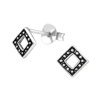 Aramat Jewels | Oorbellen | Zilveren Bali Oorbellen - Geoxideerd Ruit 5mm | | | |5mm | Zilver | Kinderen, Volwassenen | Verkleurd niet
