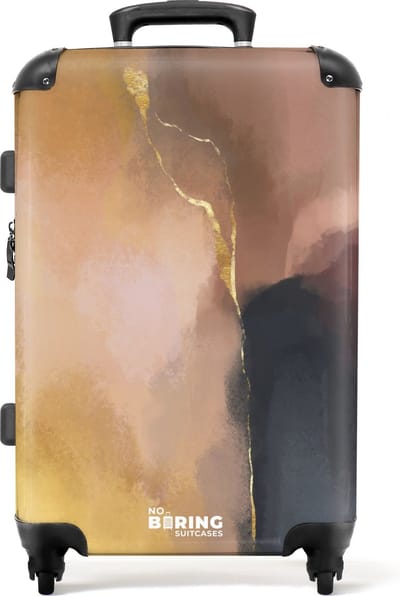 NoBoringSuitcases.com - Grote koffer - Abstract - Goud - Rood - Blauw - Kunst - Reiskoffer met 4 wielen - Trolley op wieltjes - Rolkoffer groot - 72 liter - Ruimbagage valies 20kg - Valiezen voor volwassenen