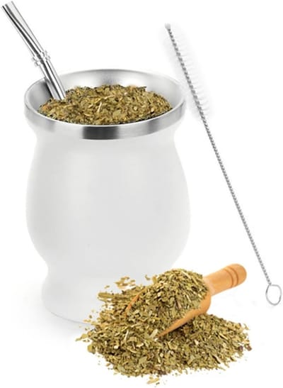 Dubbele Wand Isolerende Mate Theekop Set met Rietje en Reinigingsborstel voor Perfecte Mate Theeervaring