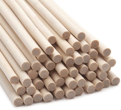 Dailygoods- Houten Deuvels 50 Stuks - Ronde Houten Knutselstokken - 0,6 cm x 30 cm - Hardhouten Stokjes - Geschikt voor Doe-Het-Zelf Projecten - Kwaliteitsberkenhout - Knutselstokjes