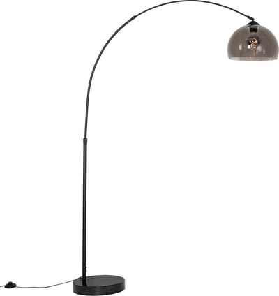 QAZQA arc - Moderne Booglamp | Vloerlamp | Staande Lamp met kap - 1 lichts - H 170 cm - Zwart - Woonkamer | Slaapkamer
