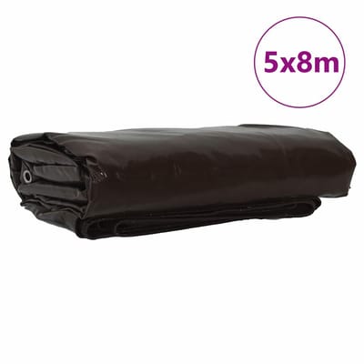 vidaXL - Zeil - 650g - / - m² - Bruin - 5 - x - 8 - m - Canvas - met - PVC-coating
