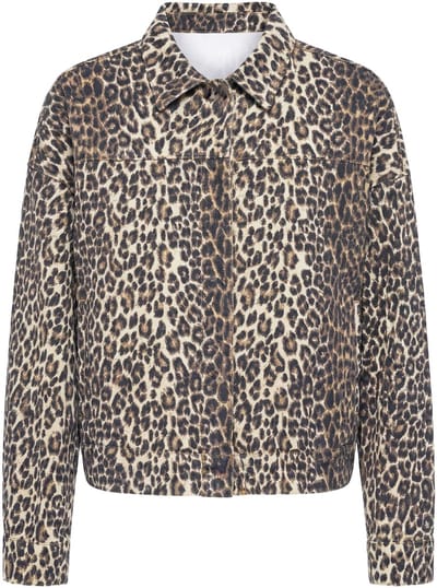 Studio Untold - Dames - Luipaard-blouson oversized overhemdkraag - Lichtchampagne - Maat 54+