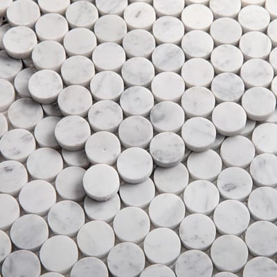 Mozaïektegels Rond - Penny Tegels - Muur Decoratie - Natuurlijk Carrara Marmer - 5 Vellen Pak - Wit