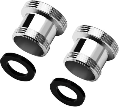 2 stuks kraanadapter M18 naar M22, schroefdraadadapter voor buitendraad M18 en M22, voor wastafel, keuken, beluchter, waterfilter met rubberen afdichting