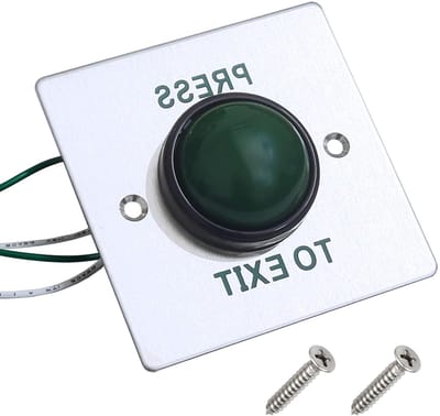 Drukknop voor Toegangscontrole - Groene Drukknop met Geborsteld Paneel en Schroeven voor Deurbeveiliging (86mm x 86mm) - Ideaal voor Uitgangsbediening en Veiligheidssystemen
