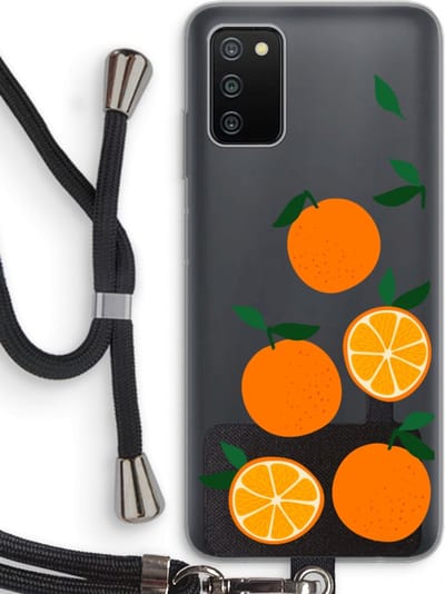 Case Company® - Hoesje met koord geschikt voor Samsung Galaxy A03S hoesje met Koord - Will you be my clementine - Telefoonhoesje met Zwart Koord - Bescherming aan alle Kanten en Over de Schermrand