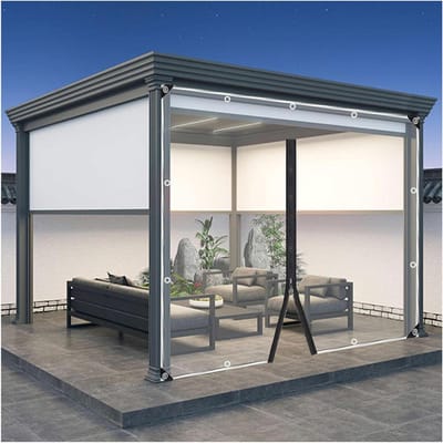 Transparante Zeildoek Zijpanelen - Buiten Gordijnen - Terras Afschermen - Met Rits - 5.5x3m - Transparant