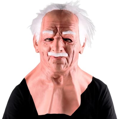 Couvre-visage en latex pour vieil homme d'Halloween, couvre-chef pour vieil homme âgé pour mascarade, accessoire de coiffure pour Halloween