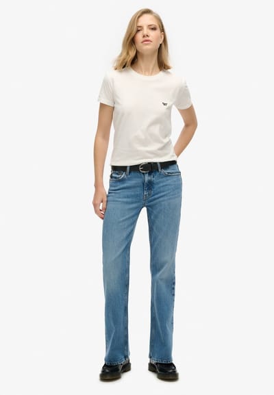 Superdry - Slimfit jeans met middelhoge taille en wijduitlopende pijpen - Dames - Jeans