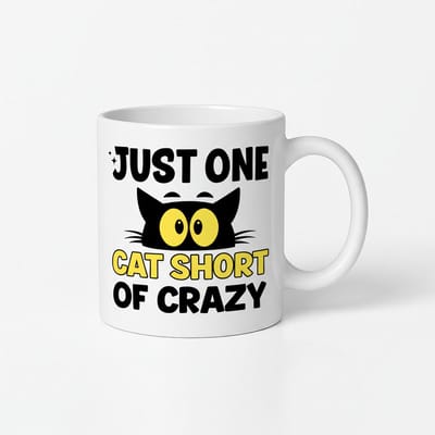 Just One Cat Short of Crazy Mok - Unieke Koffiemok voor Kattenliefhebbers