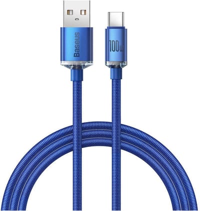 Baseus - Crystal - Shine Series kabel USB-kabel voor snel opladen en gegevensoverdracht USB Type A - USB Type C 100W 1,2m blauw - (CAJY000403)