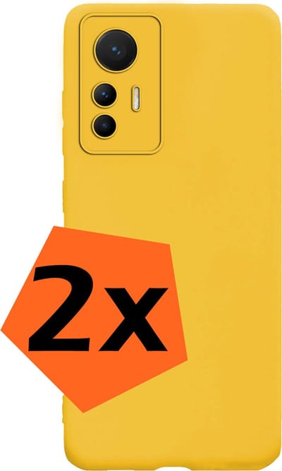 Hoes - 2 Stuks - Geschikt voor Xiaomi 12 Lite - Sterk & Shockproof - Case Siliconen - Back Cover - Telefoon Hoes - Geel