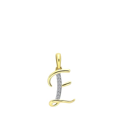 Lucardi Dames alfabet hanger met diamant (0,03ct) - Hanger - Cadeau - 14 Karaat Goud - Geelgoud