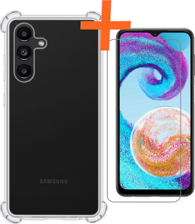 Hoes - Met Screenprotector - Geschikt voor Samsung Galaxy A04s - Sterk & Shockproof - Siliconen Case - Back Cover - Telefoon Hoes - Shock Proof - Transparant