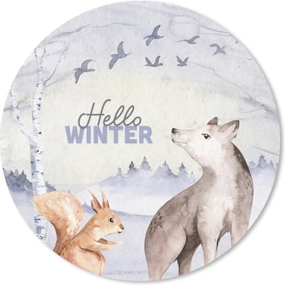Muismat rond 20x20 cm - Mousepad Dieren - Sneeuw - Winter - Ronde muismatten - Kerst - Cadeau - Kerstcadeau voor mannen en voor vrouwen