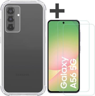 Hoesje met 2 Stuks Screenprotectors Geschikt voor Samsung Galaxy A56 Hoesje Siliconen Shockproof Case - Arara Backcover- Transparant
