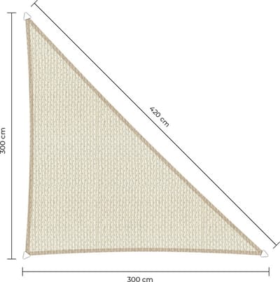 Sunfighters - 90 graden schaduwdoek - 3 x 3 x 4,2 m - Ivoor - Waterdoorlatend