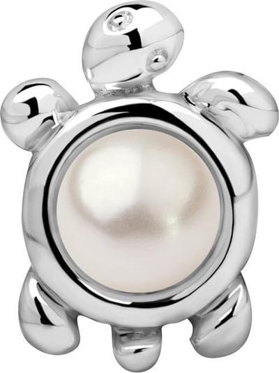 Quiges - 925 - Zilveren - Bedels -Sterling zilver - Beads - Kunstparel Schildpad Kraal Charm - Geschikt – voor - alle bekende merken - Armband Z539