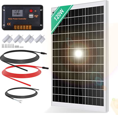 MKSS® Zonnepanelen - Compleet Pakket - Zonnepaneel Plat Dak - 120W - Zwart met Wit