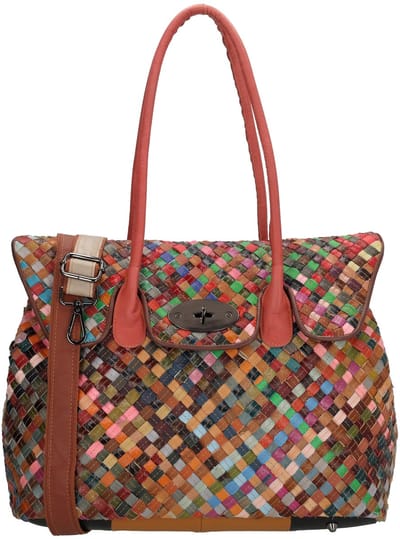 No label Multi leer Shopper - Schoudertas - Recycled - Dames - Leer - Leren Dames Tas - Multi