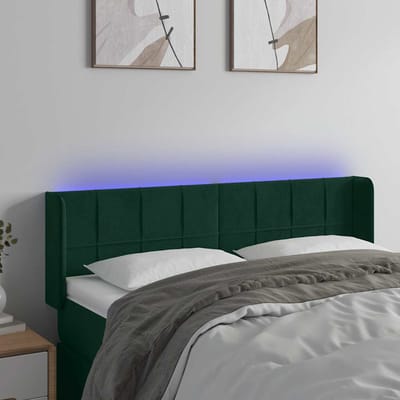 vidaXL - Hoofdbord - LED - 147x16x78/88 - cm - fluweel - donkergroen